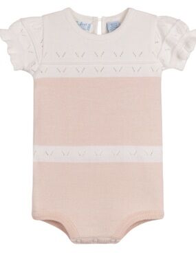 Feltman Brothers Girls Pointelle Contrast Knit Romper brand new sz 0-3